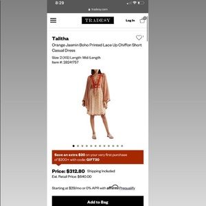 LIKE NEW TALITHA Orange Jasmin Boho Printed Lace Up dress medium